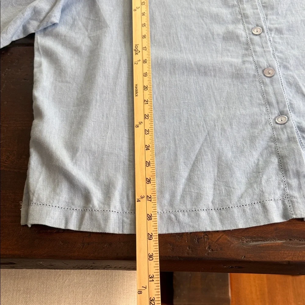 NWT LINEN BLEND Studio Works Blue Button Shirt 22W Coastal Grandmother Breezy - Picture 14 of 15